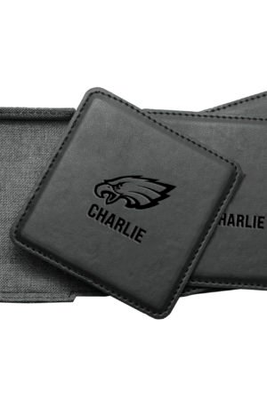 Philadelphia Eagles 4-Pack Personalized Leather Coaster Set
