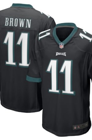 Black Philadelphia Eagles on a white background with AJ Brown's name and number