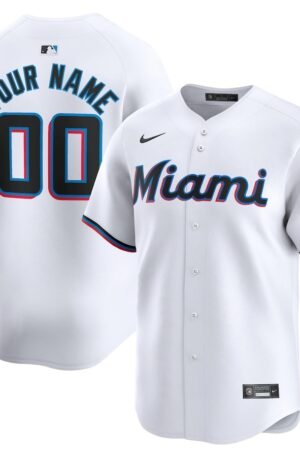 Miami Marlins Nike Home Limited Custom Jersey - White