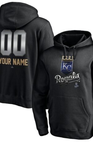 Kansas City Royals Personalized Any Name & Number Midnight Mascot Pullover Hoodie - Black