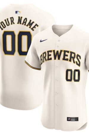 Milwaukee Brewers Nike Home Elite Custom Jersey - Cream