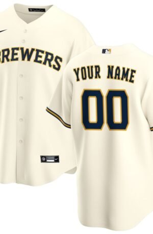 Milwaukee Brewers Nike Home Replica Custom Jersey - Cream