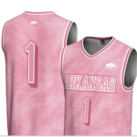 A Pink Basketball jersey against a white background.