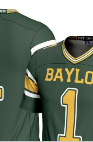 A Green Football jersey on a White background.