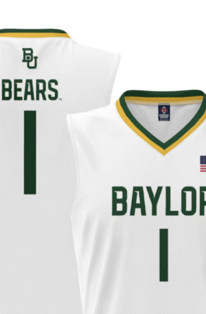 A White Basketball jersey Against a white background