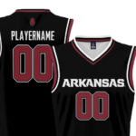 A Black Basketball Jersey against a white background.
