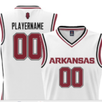 A white basketball jersey against a white background.