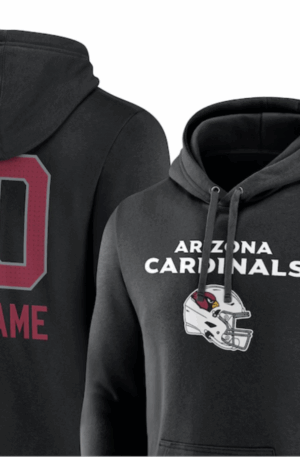 Arizona Cardinals Personalized Name & Number Team Wordmark Pullover Hoodie - Black