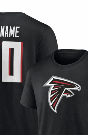 Atlanta Falcons Team Authentic Personalized Name & Number T-Shirt - Black