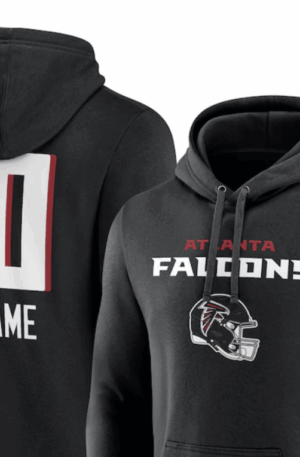 Atlanta Falcons Personalized Name & Number Team Wordmark Pullover Hoodie - Black