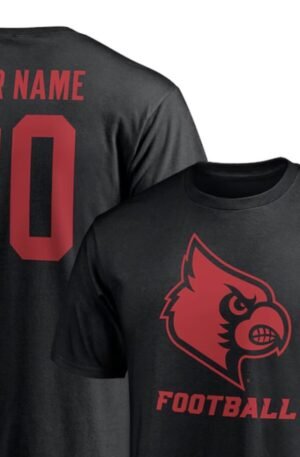 Louisville Cardinals Personalized Any Name & Number One Color T-Shirt - Black