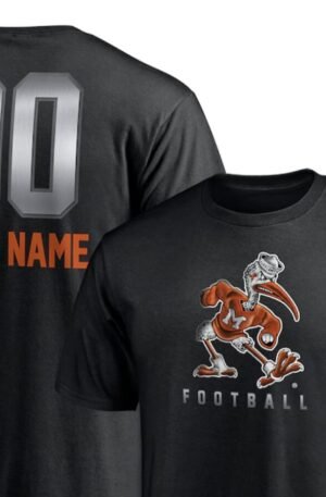 Miami Hurricanes Personalized Any Name & Number Midnight Mascot T-Shirt - Black