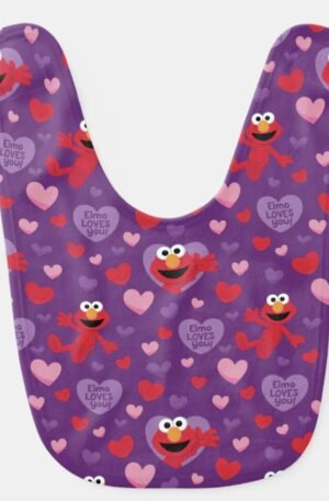 Elmo Loves You Valentine's Day Pattern Baby Bib