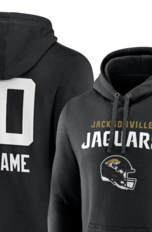 Jacksonville Jaguars Personalized Name & Number Team Wordmark Pullover Hoodie - Black