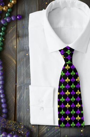 Mardi Gras Fleur de Lis Pattern Neck Tie