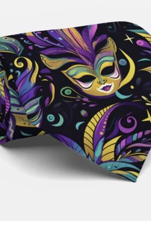 Mardi Gras Gold and Purple Masks Neck Tie