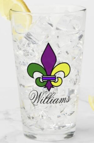 Mardi Gras Personalized Glass