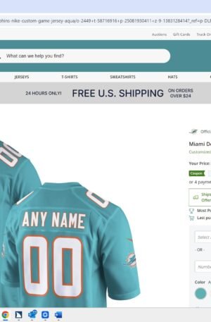 Miami Dolphins Nike Alternate Custom Game Jersey - Aqua