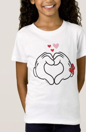 Mickey and Minnie Making Heart Sign with Hands T-Shirt