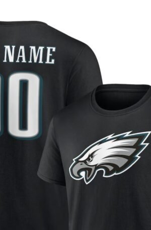 Philadelphia Eagles Team Authentic Personalized Name & Number T-Shirt - Black