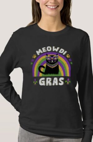 Rainbow Cat Mardi Gras Meowdi Gras T-Shirt