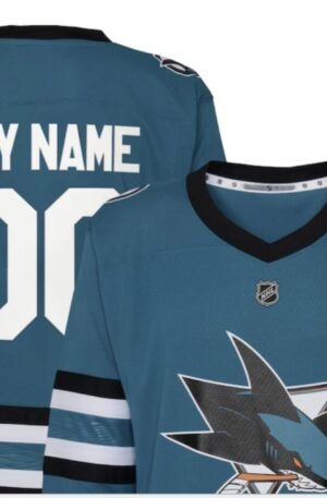 San Jose Sharks Youth Home Replica Custom Jersey - Teal