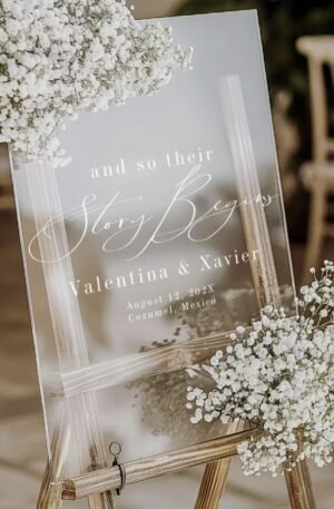 Story Begins Elegant Wedding Welcome Acrylic Sign