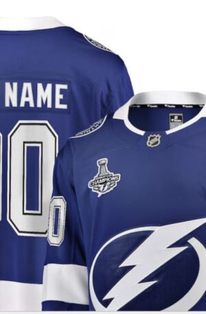 Tampa Bay Lightning Fanatics 2021 Stanley Cup Champions Home Breakaway Custom Jersey - Blue
