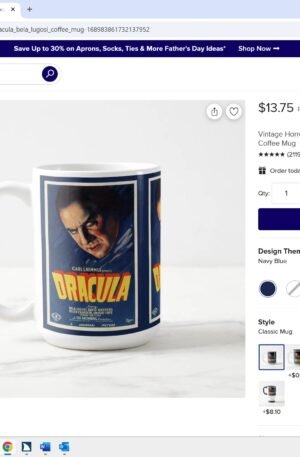 Vintage Horror Movie Poster Dracula Bela Lugosi Coffee Mug