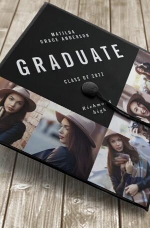 Black and white multi photo modern contemporary graduation cap topper