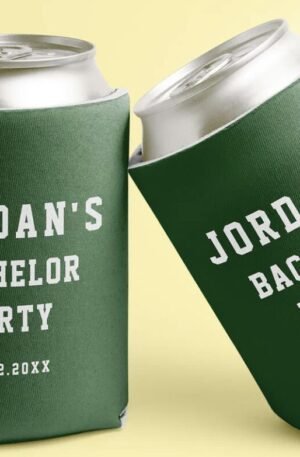 Custom Simple Modern Cool Bachelor Party Green Can Cooler