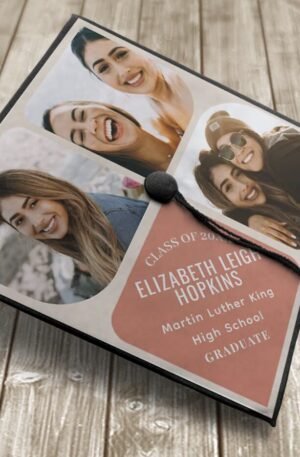 Modern Name 3 Photo Graduation Cap Topper