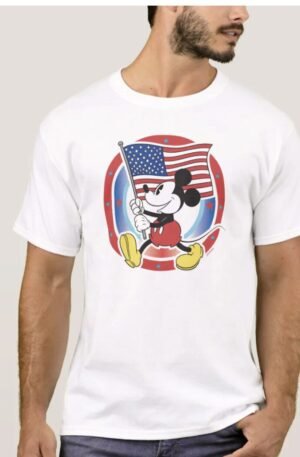 Patriotic Mickey Mouse Flag Design T-Shirt