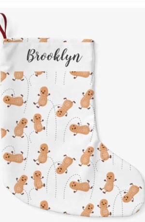 Cute happy jumping peanuts cartoon personalized small christmas stocking