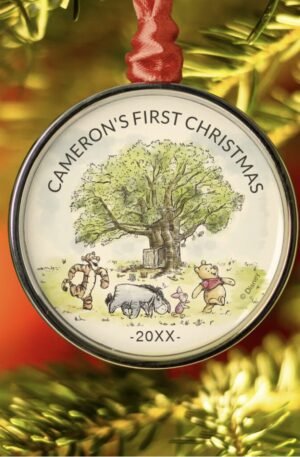 Watercolor Pooh & Pals | Baby's First Cristmas Metal Ornament
