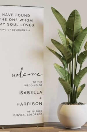 ADELLA Edgy Modern Minimal Wedding Welcome Retractable Banner