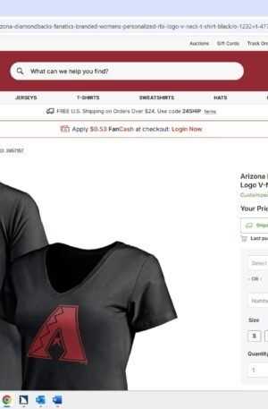 Arizona Diamondbacks Women's Personalized RBI Logo V-Neck T-Shirt - Black