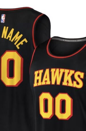 Atlanta Hawks Fanatics Fast Break Replica Custom Jersey Black - Statement Edition