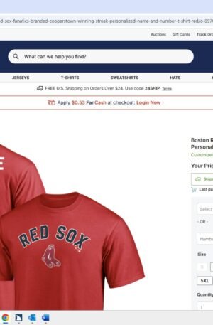 Boston Red Sox Cooperstown Winning Streak Personalized Name & Number T-Shirt - Red
