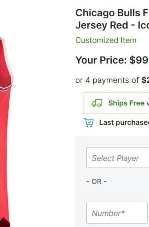Chicago Bulls Fanatics Fast Break Custom Replica Jersey Red - Icon Edition