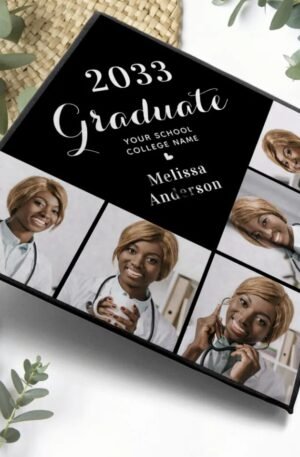 Graduate Personalized Modern Simple 5 Multi Photo Graduation Cap Topper