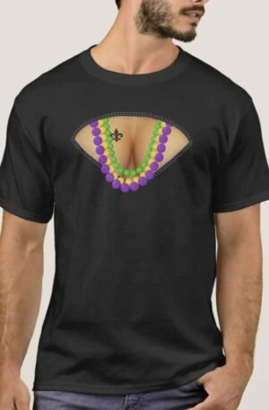 New Orleans Funny Mardi Gras Beads Flash Cleavage T-Shirt