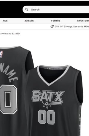 San Antonio Spurs Fanatics Fast Break Custom Replica Jersey - Black - Statement Edition