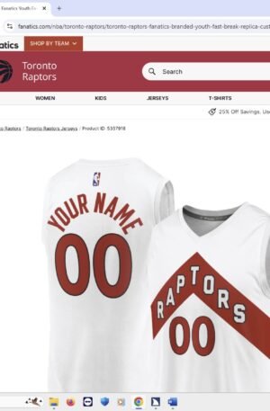 Toronto Raptors Fanatics Youth Fast Break Replica Custom Jersey - Association Edition - White