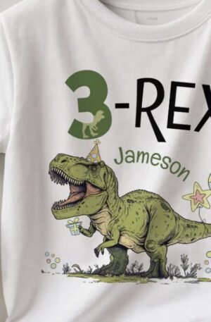 3-Rex Cute Dinosaur Theme 3rd Birthday Party Name Toddler T-shirt