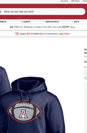 Arizona Wildcats Game Ball Football Personalized Name & Number Pullover Hoodie - Navy