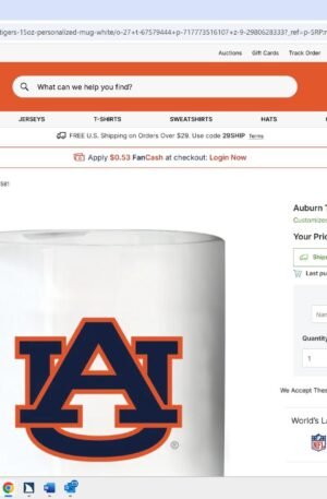Auburn Tigers 15oz. Personalized Mug - White