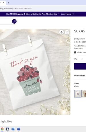 Berry Sweet Baby Shower Favor Bag Strawberry