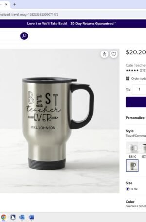 Cute Teacher Appreciation Personalized Travel Mug