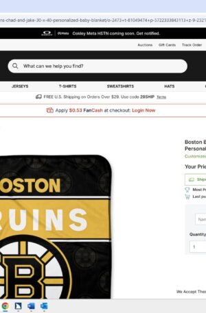 Boston Bruins Chad & Jake 30" x 40" Personalized Baby Blanket